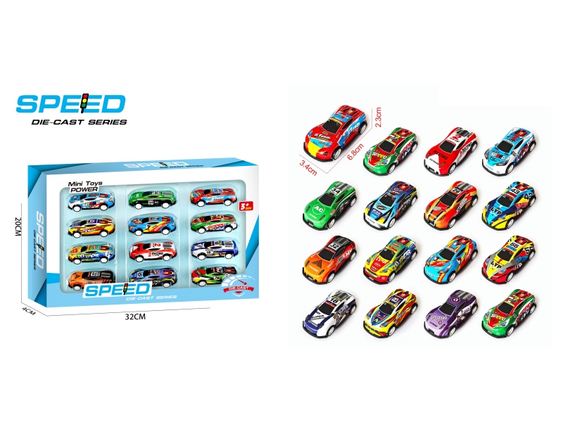 Pull Back Iron Racing Cars 12pcs