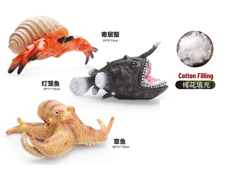 3-Piece Mixed Set Of Plush Marine Animals
