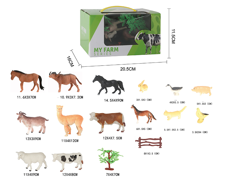 Farm Animal Model Set 19pcs
