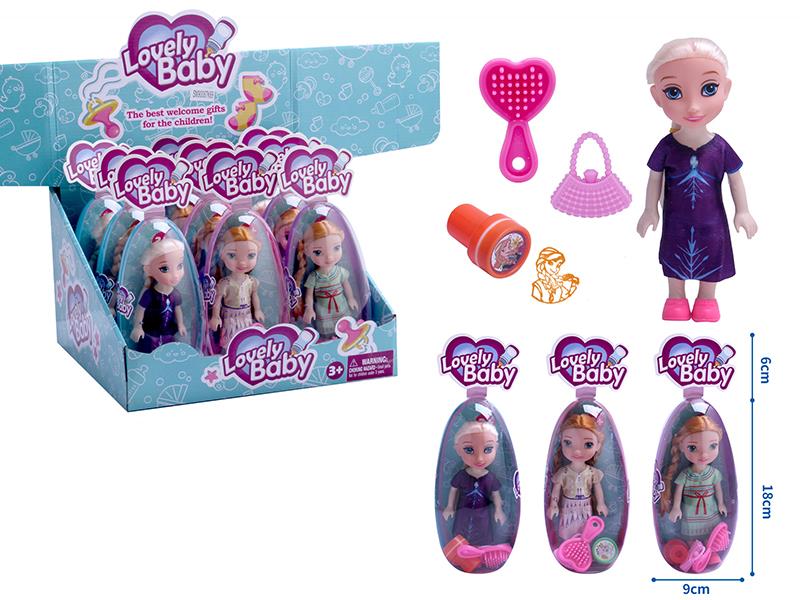 Ice Princess Doll With Stamper, Comb, Handbag 9pcs