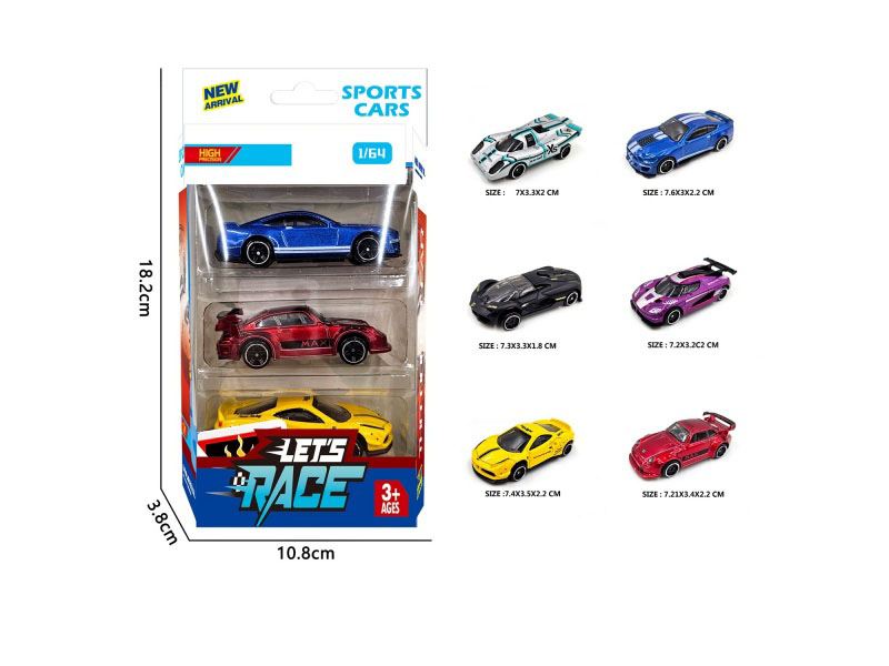 3 Pieces Of 6 1:64 Alloy Vehicles