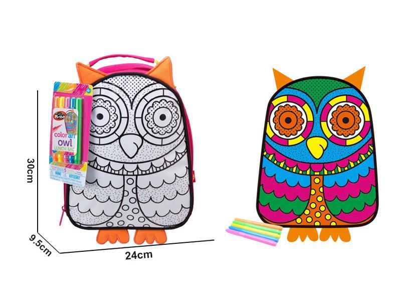 DIY Coloured Drawing Painting Backpack(5 Colour Washable Pen)-Owl