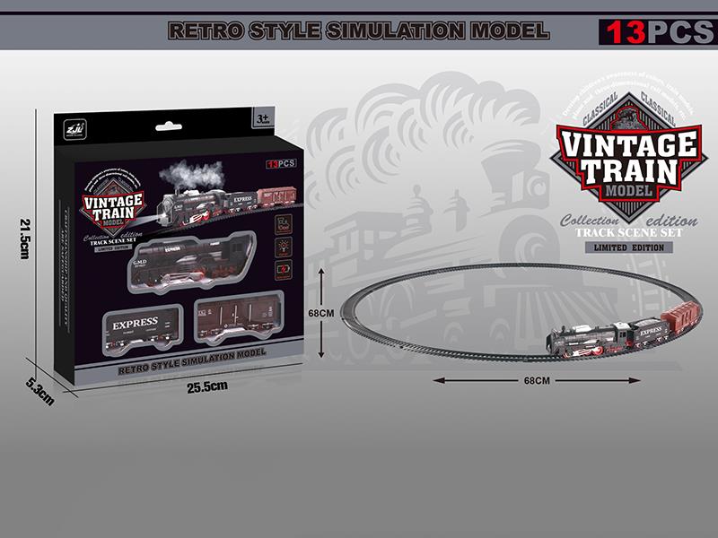B/O Retro Rail Train(Lights)13pcs