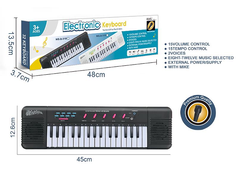 32 Key Multifunctional Electronic Organ With Microphone(Black)