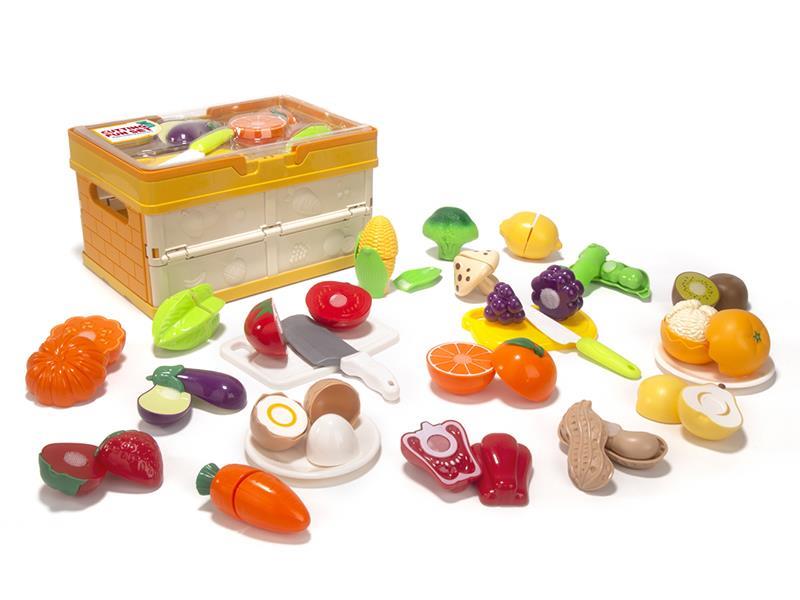 Fold Basket Simulated Cutting Fruits And Vegetable Set