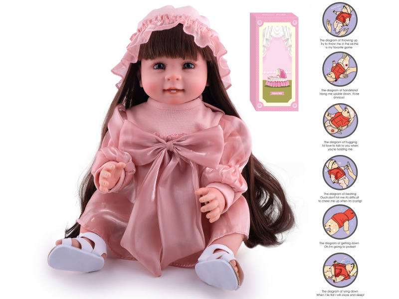 55cm Soft Plastic Reborn Doll(Wig Sheath) With Feeding-Bottle, Magnetic Pacifier, Diaper, Birth Card, With Gravity-Sensing Sound-Emitting Function