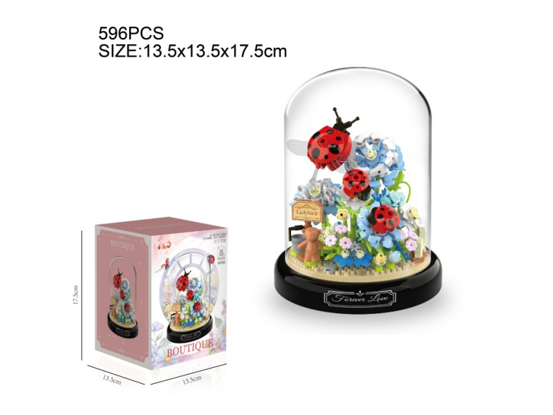 Star Wishes Under The Moon Ladybug Building Blocks(With Transparent Cover + Black Base)596pcs