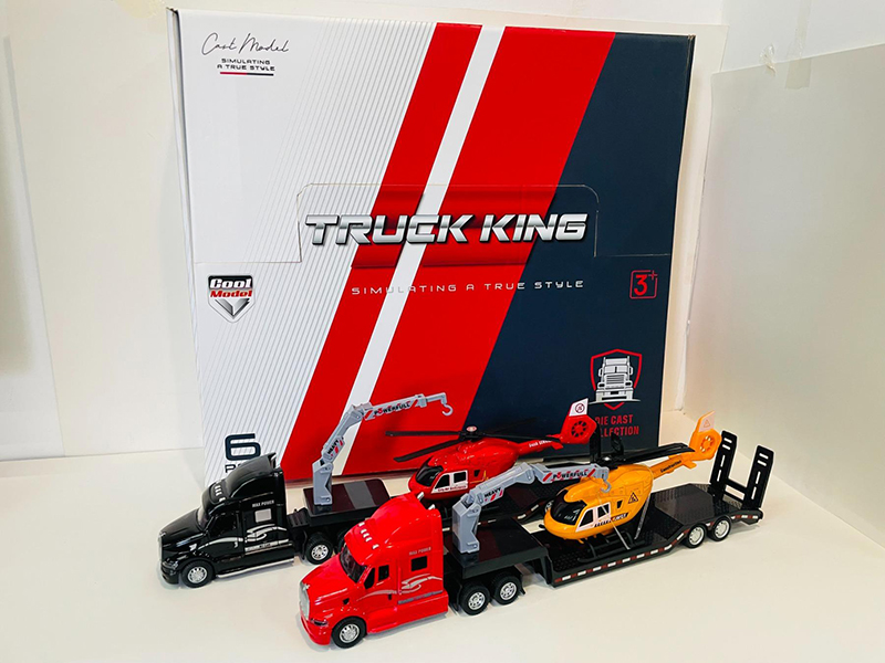 1:50 Pull Back Alloy Trailer With Helicopter(6PCS)