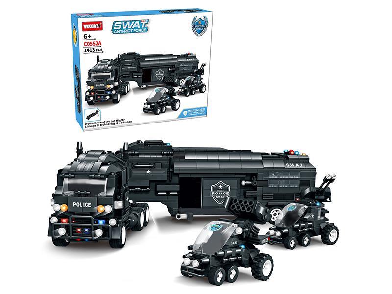 1413pcs Building Block-SWAT Anti-Riot Force Defender The Operational Command Vehicle