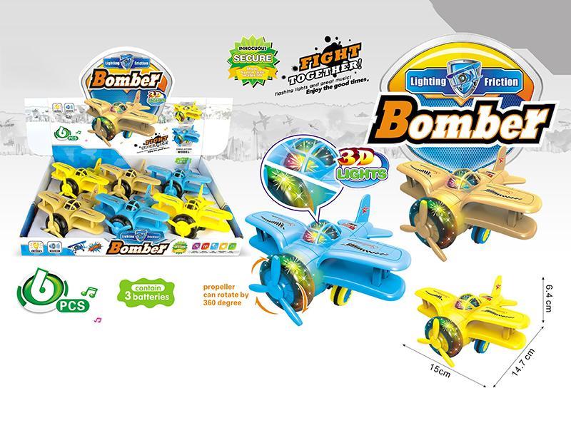 Friction  Bombing Aircraft With Flash Lights 6pcs