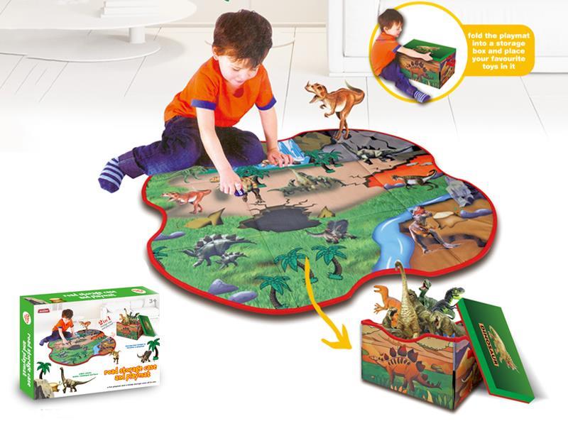 2 In 1 Toy Carpet & Storage Box With Dinosaur