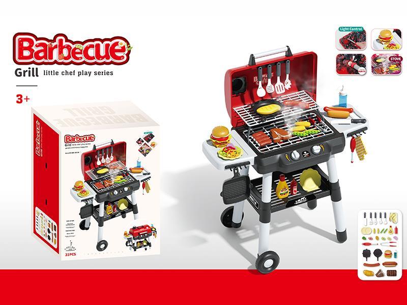 Electric Barbecue Grill Toy With Light And Music, Spray