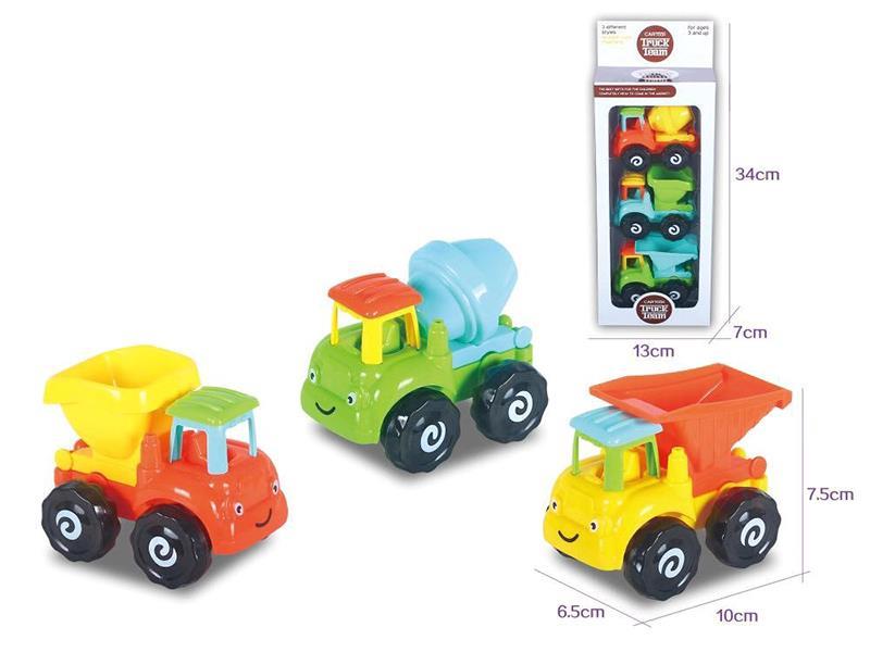 Cartoon Friction Engineering Truck 3pcs
