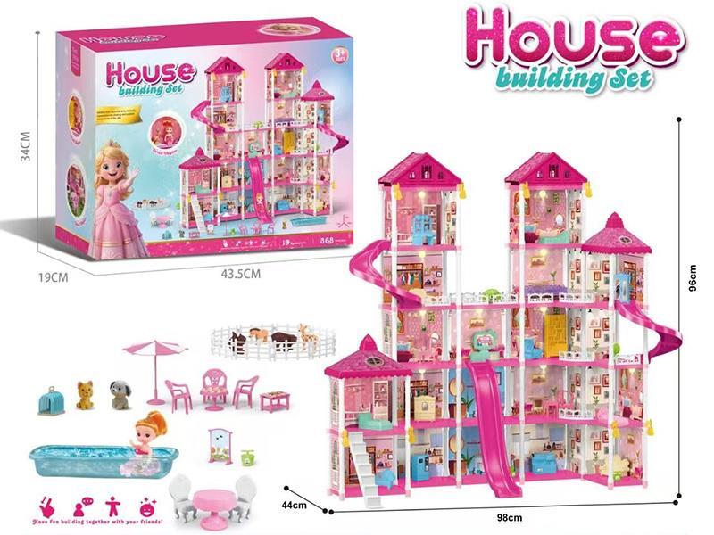 DIY Doll House Toys With Lights 368pcs