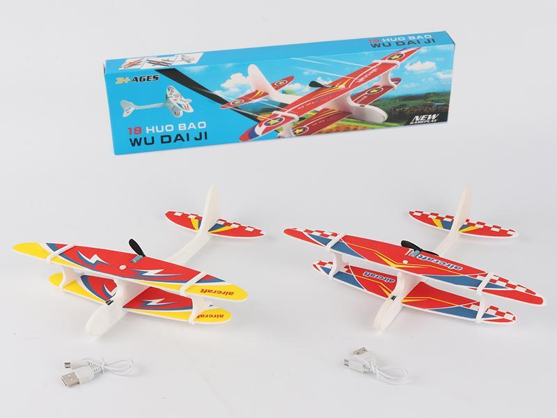 PP Board B/O Hand Throwing Airplane With Light