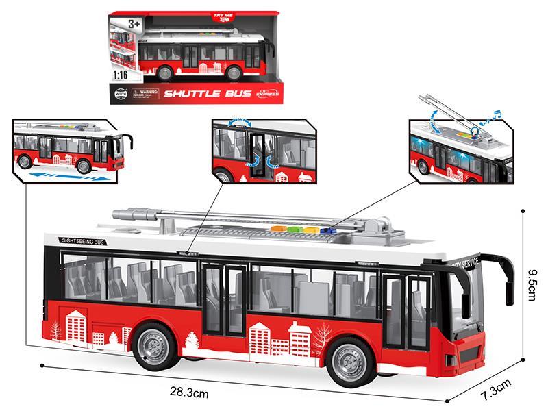 1:16 Friction Trolleybus(Opening Door,Light & Sound)