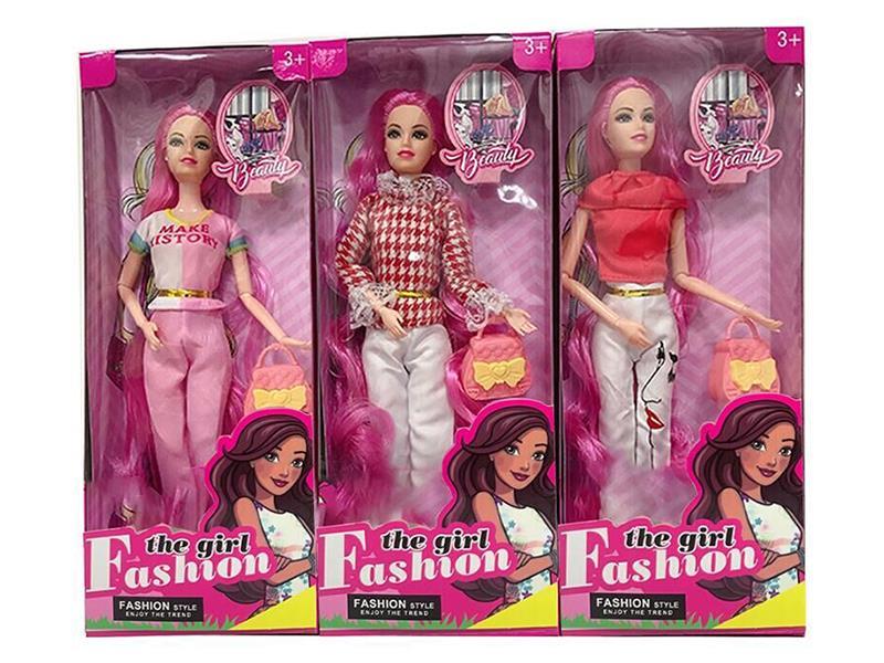 11.5" 9-Joint Solid Fashion Doll With Handbag