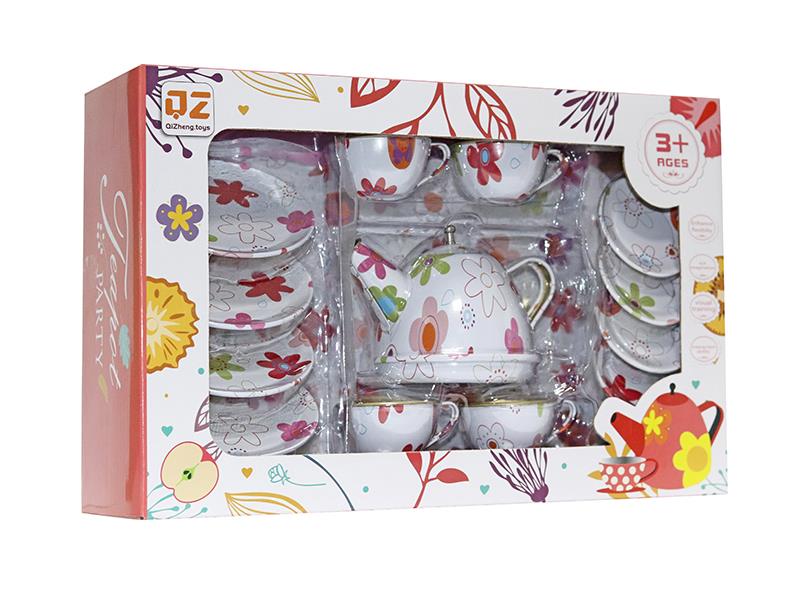 Tinplate Tea Set - Flower Pattern