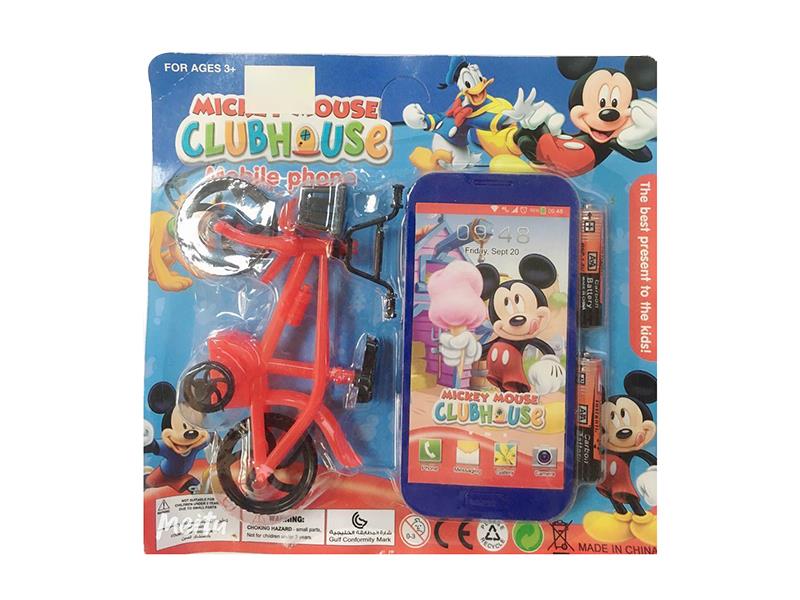 Mickey Mobile Phone + Bicycle Toy + Batteries