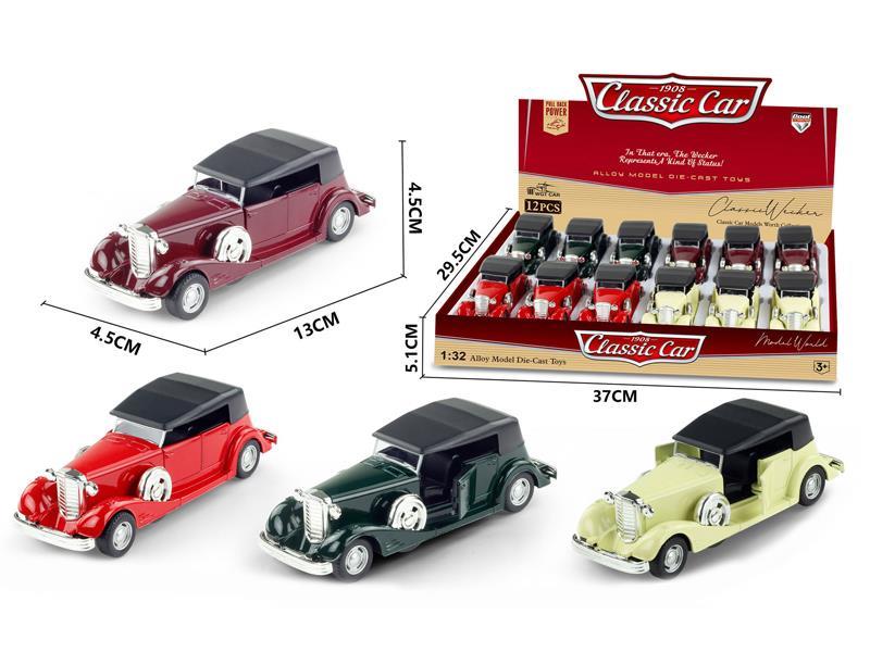 1:32 Alloy Pull Back Simulation Vintage Car Cadillac 12PCS