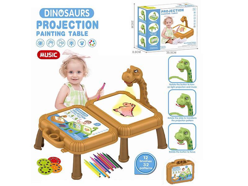 Yellow Dinosaur Projection Painting Table (With Music)