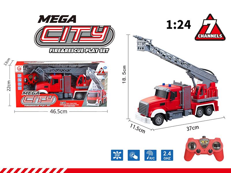 1:24 2.4G 7-Channel Remote Control Fire Engine With Lights