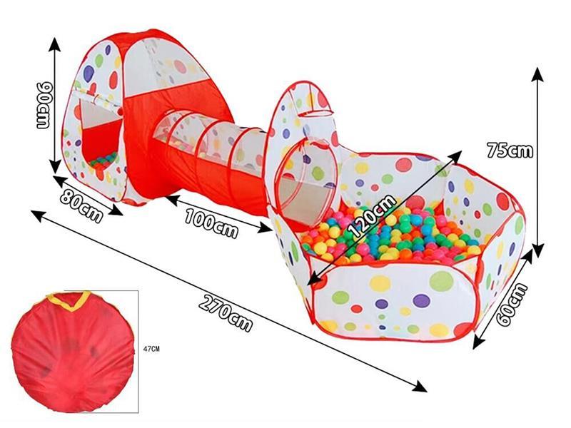 Red Roof Tunnel Ball Pool Tent 3pcs