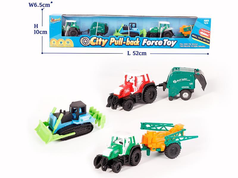 4 Pull Back Farmer Car