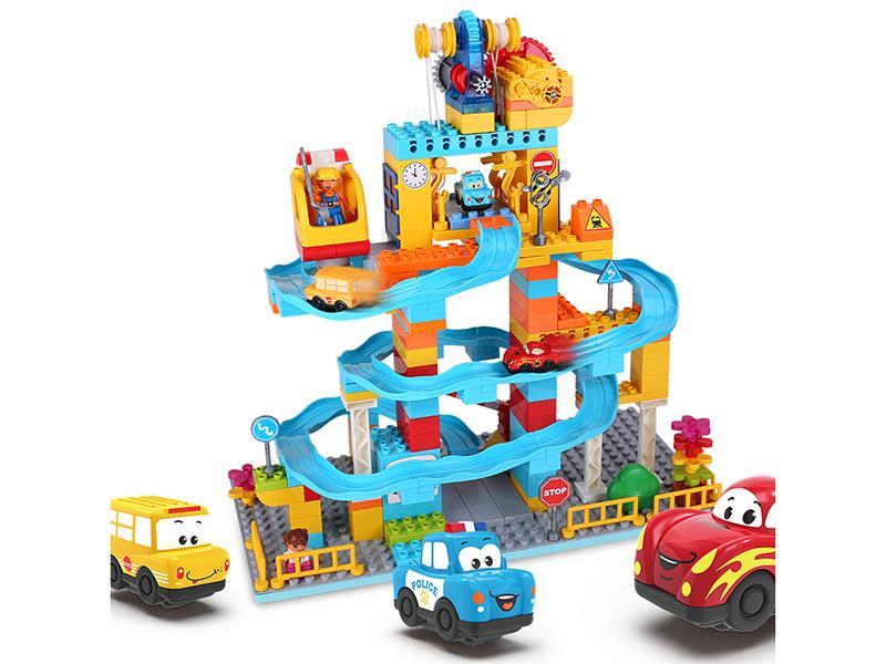Mechanical Crane Platform Car Track Building Blocks 196PCS