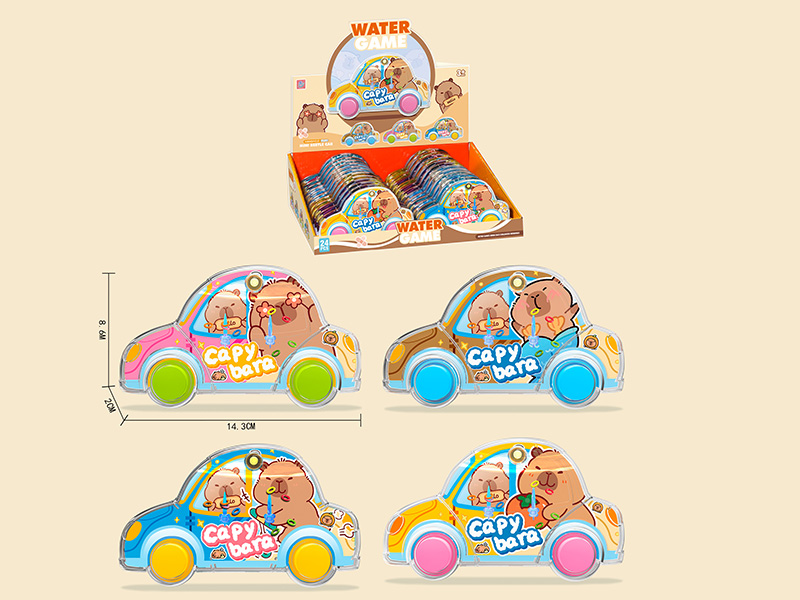 Capybara Transparent Cartoon Car Water Game Toys 24PCS