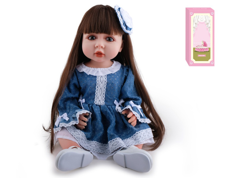 55cm Soft Plastic Reborn Doll(Wig Sheath) With Feeding-Bottle, Magnetic Pacifier, Diaper, Birth Card