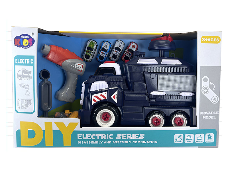 Electric Series DIY Disassembly And Assembly Storage Track Police Car(With Ejection Function)