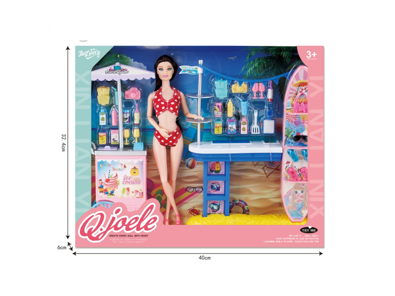 Joel 11.5-Inch Joint Doll Beach Kiosk Set
