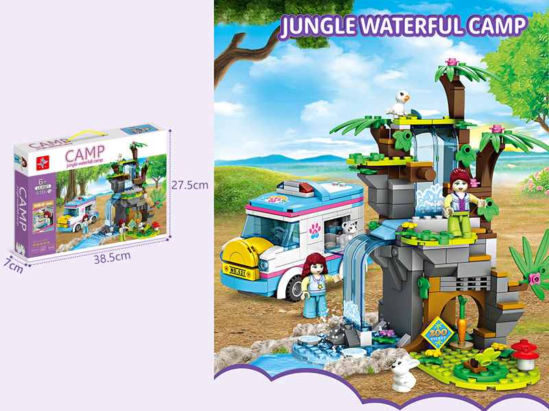 Small Particle Building Blocks - Jungle Waterful Camp 470PCS