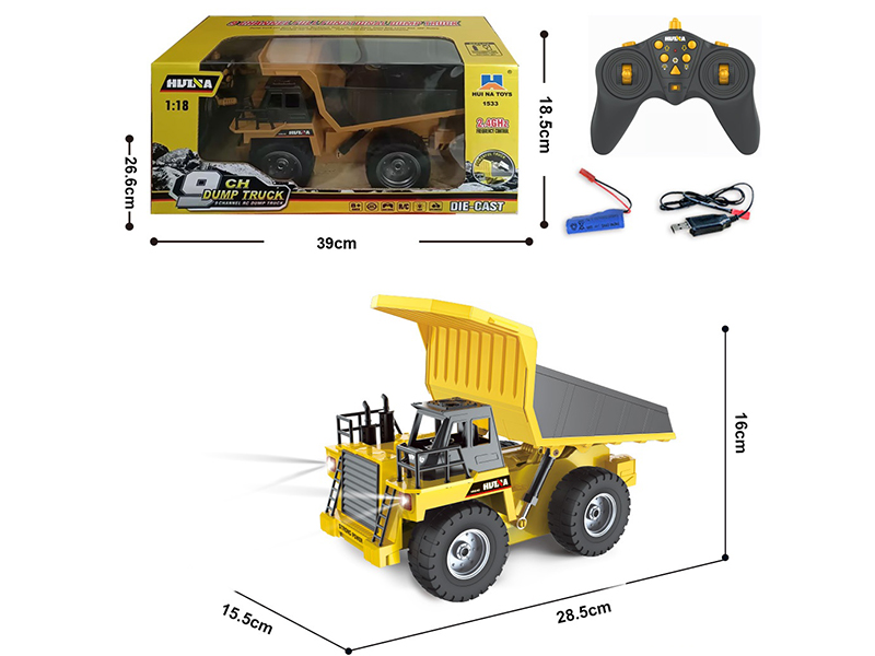 1:18 9-Channel Semi-Alloy Remote-Control Dump Truck