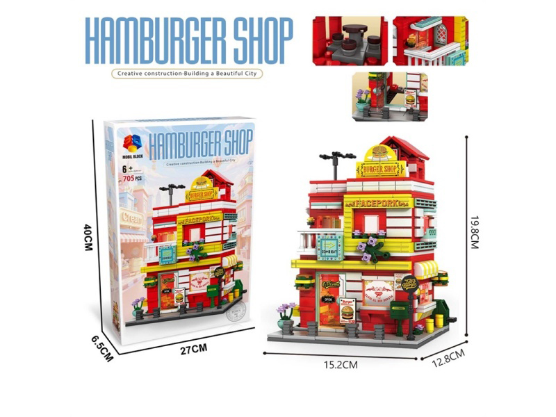 Diy Building Block Burger Shop