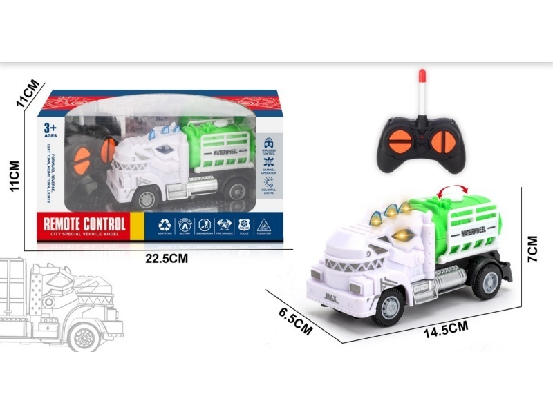 Four-Channel Tyrannosaurus Rex Remote-Controlled Sanitation Water Sprinkler Truck