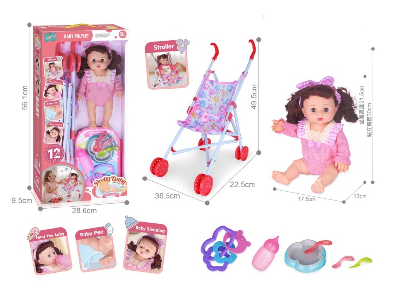 14-Inch Hollow Doll With Cart With 12-Tone Ic