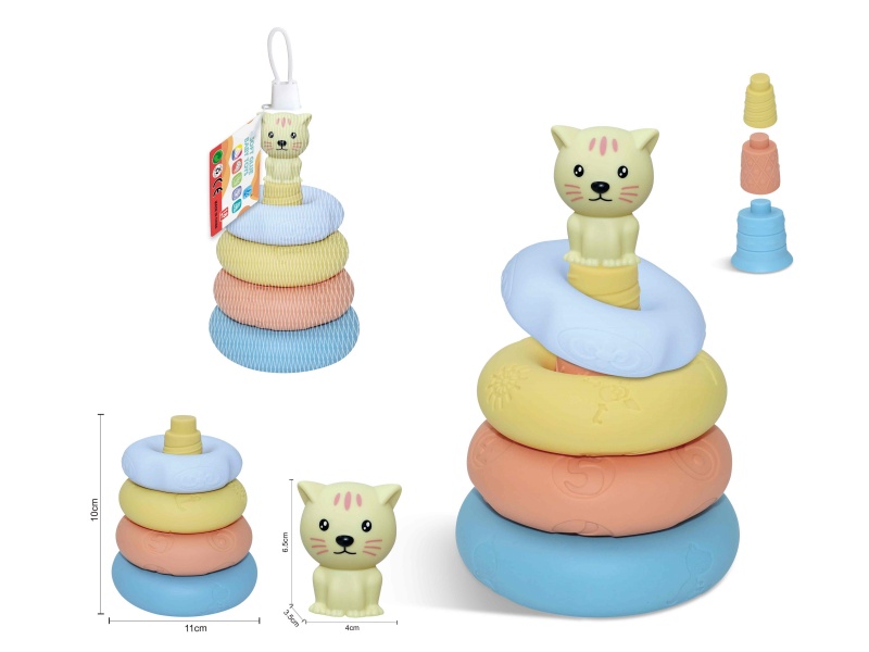 Soft Rubber Stacking Ring Finger Doll Set(Cat) 8PCS