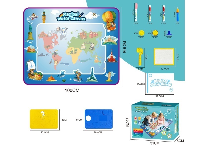 100*80 World Map Style Water Painting Blanket