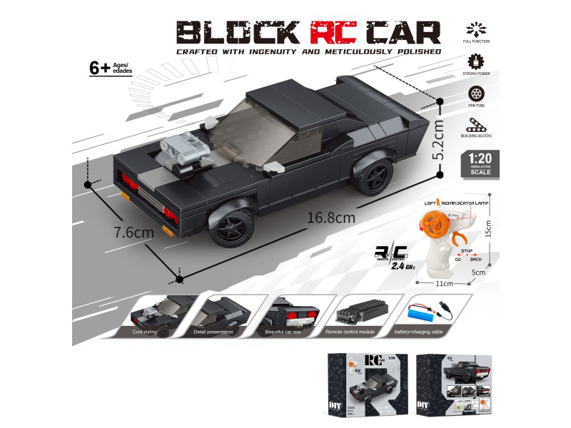1:20 Building Block Remote Control Car - Simulation Dodge Warhorse (Particle Count: 249 Pieces)