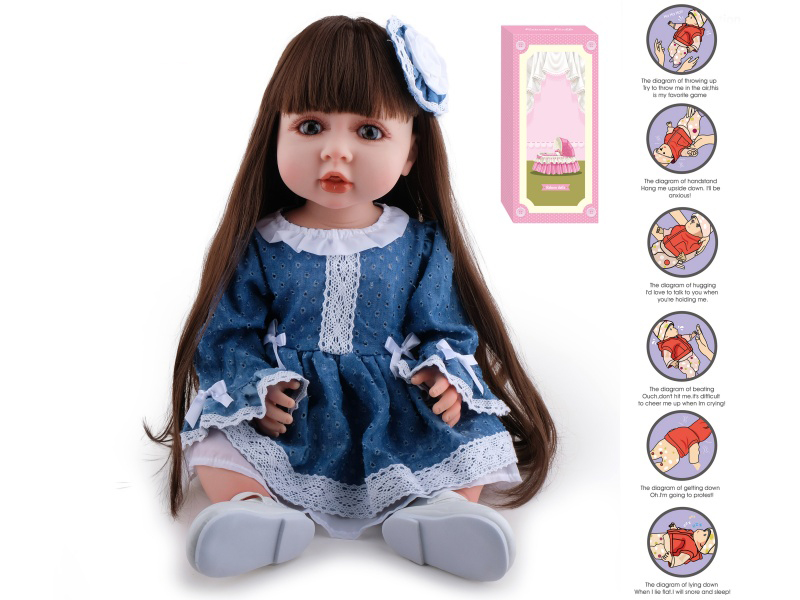 55cm Soft Plastic Reborn Doll(Wig Sheath) With Feeding-Bottle, Magnetic Pacifier, Diaper, Birth Card, With Gravity-Sensing Sound-Emitting Function