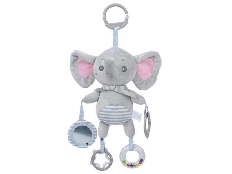 Grey Elephant Rubber Ring Baby Comfort Plush Bed Hang