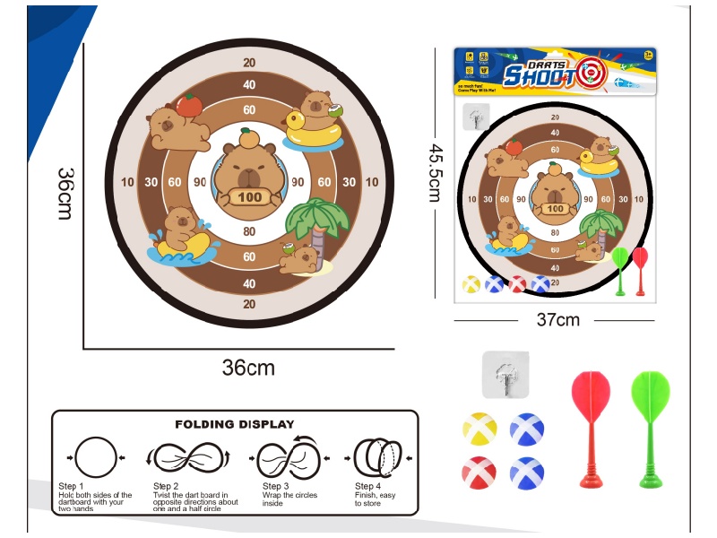Kapibara Dartboard Adhesive Ball Cloth Target 36Cm (Patterns Can Be Customized) - Comes With Darts