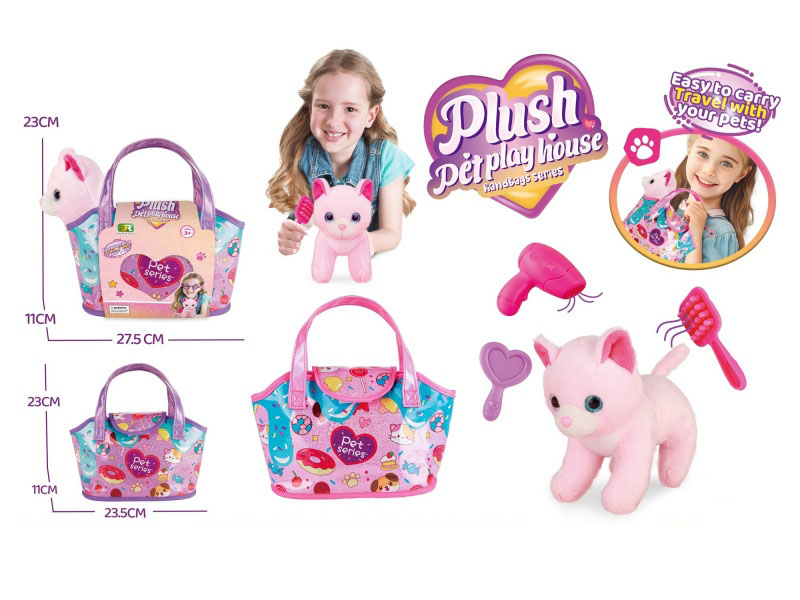 Plush Cat Embroidered Handbag