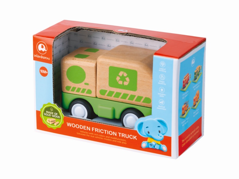 Wooden Mini Sanitation Truck With Music And Lights