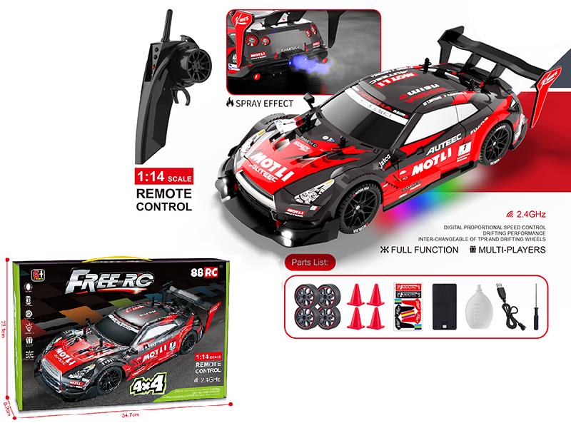 1:14 2.4G Proportional High Speed Spray Four-Wheel Drive Drift Remote Control Car