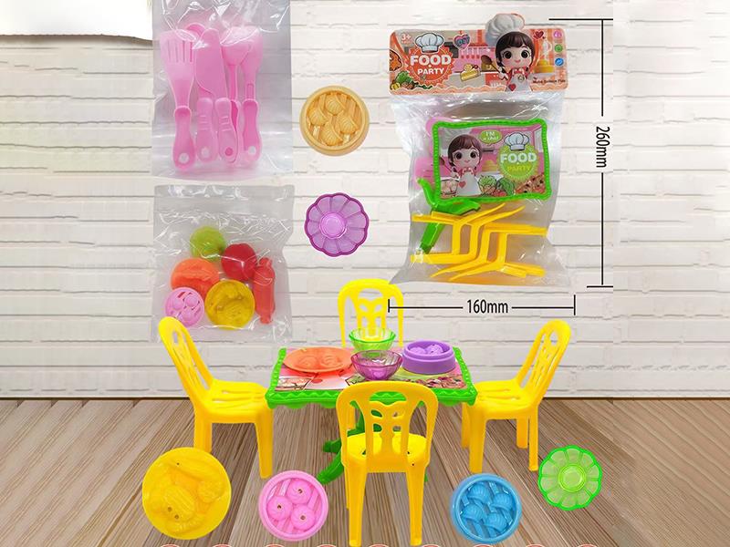Dining Table Chair Tableware Food Set