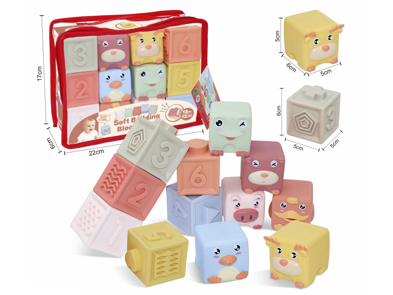 Animal & Numbers Soft Building Blocks 12PCS