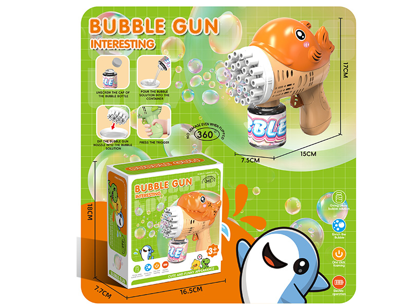 Orange Whale Manual Bubble Gun